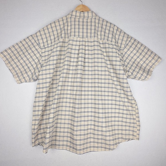 Van‎ Heusen Mens Short Sleeve Shirt 3XLT Brown Blue Plaid Pocket Cotton/Poly - Picture 7 of 16